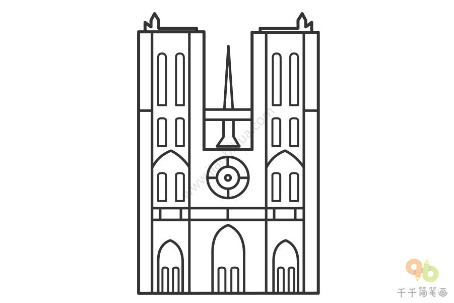 圣母大教堂简笔画教程图片