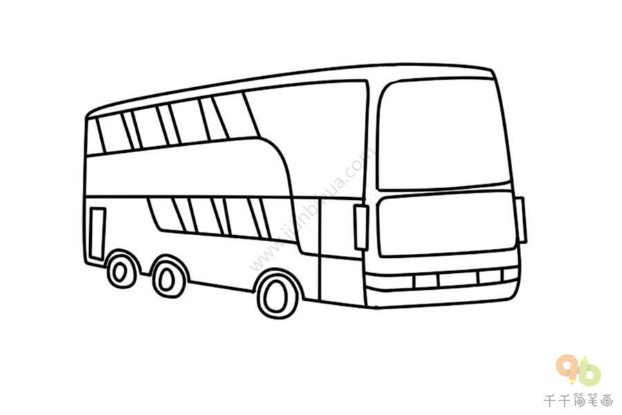 双层巴士车简笔画图片