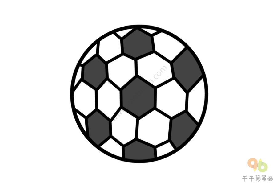 形状变变变 用圆形画足球简笔画