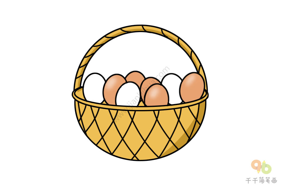 篮子简笔画鸡蛋图片