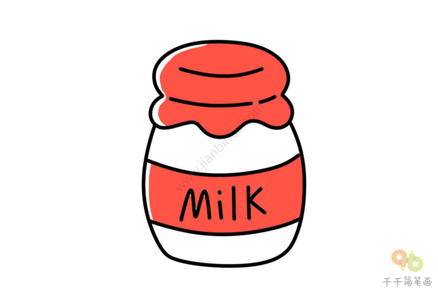 牛奶可爱简笔画 彩色图片