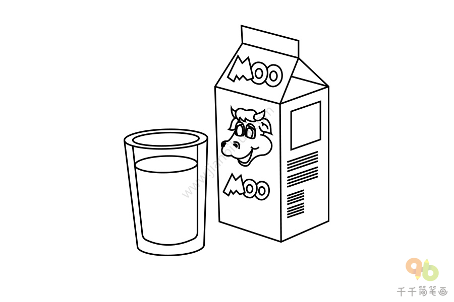 晨光牛奶简笔画图片