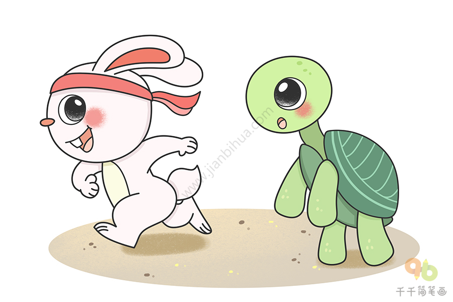 龟兔赛跑英语简笔画图片