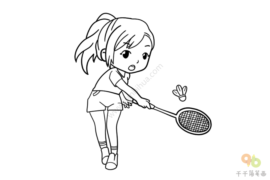 打羽毛球的卡通简笔画图片