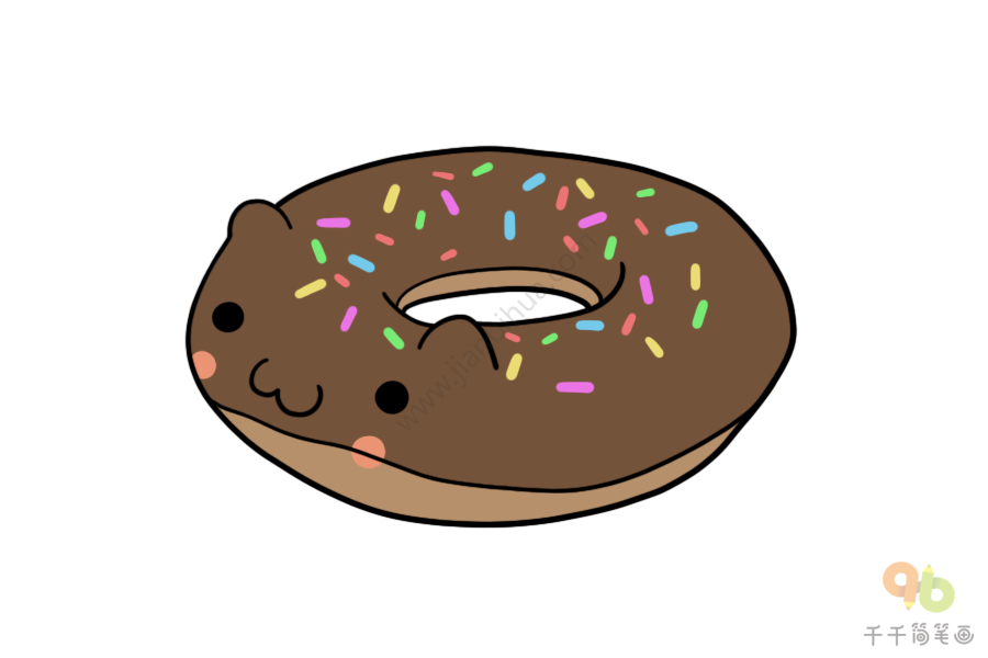 巧克力甜甜圈简笔画怎么画