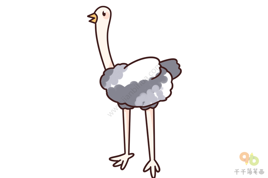 幼儿英语启蒙 边学边画鸵鸟的英文单词