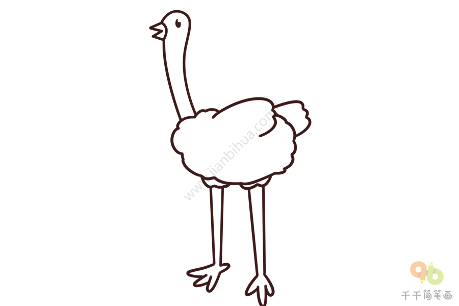 幼儿英语启蒙 边学边画鸵鸟的英文单词