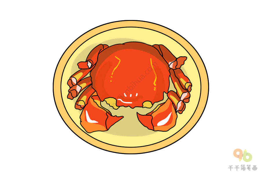 熟螃蟹的画法图片