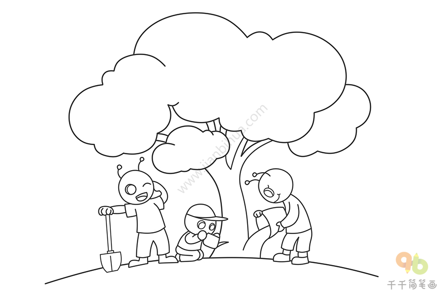 爱护树木的简笔画图片
