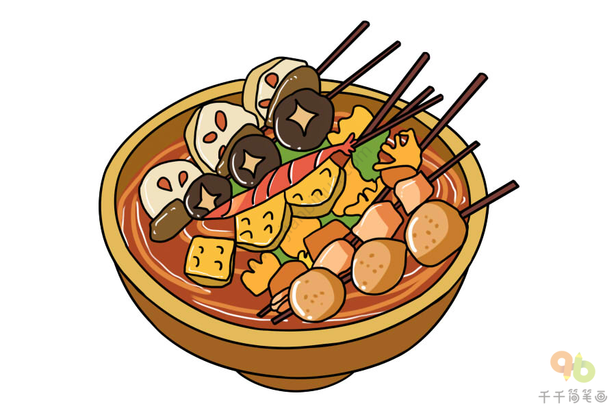 中国的美食简笔画彩色图片