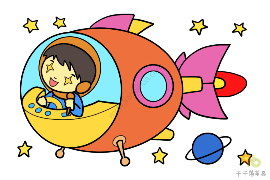 我是小小宇航员 小男孩的宇航梦简笔画