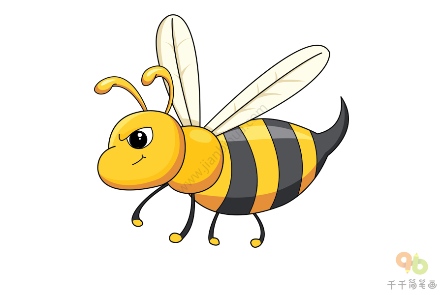 大黄蜂简笔画 彩色图片