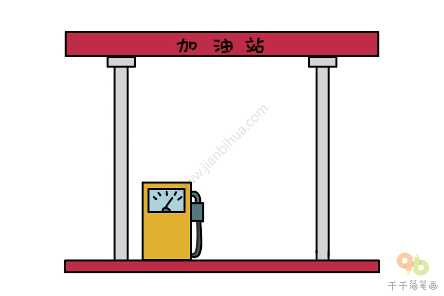 中国石油加油站简笔画图片