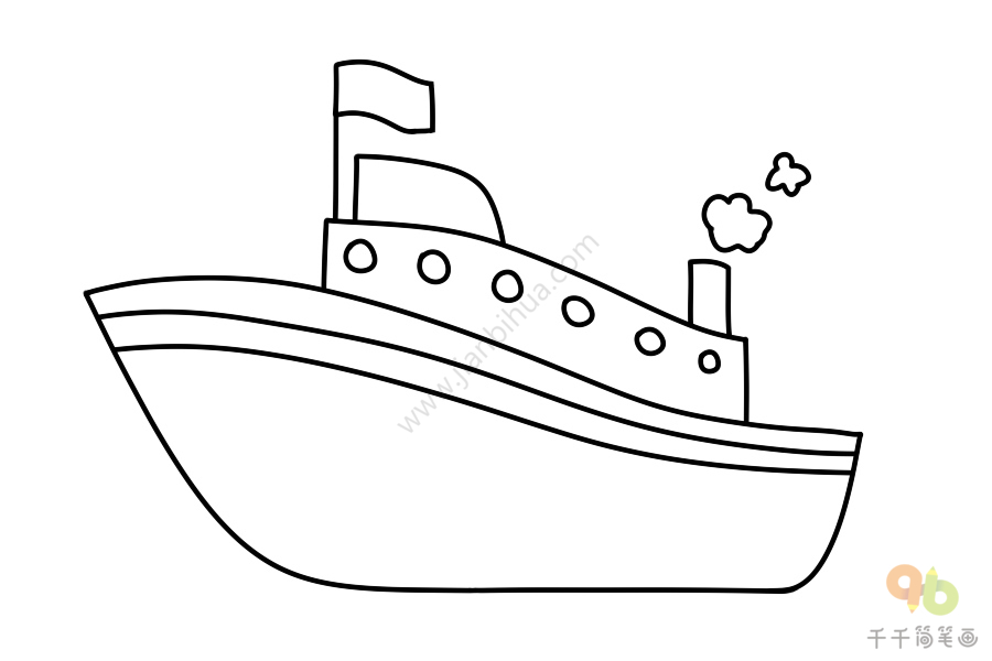 轮船简笔画步骤图片