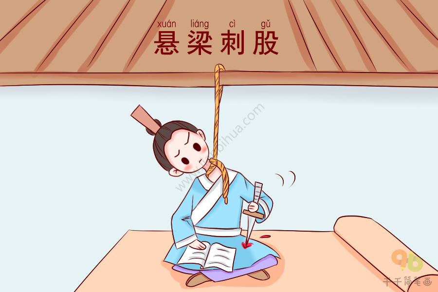 悬梁刺股简笔画怎么画图片