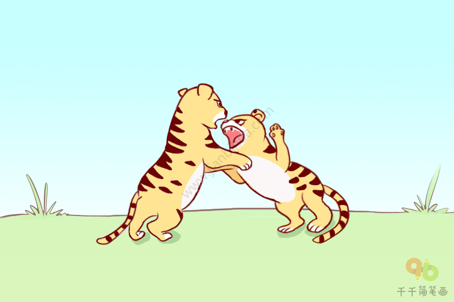 两只老虎搞笑图片图片