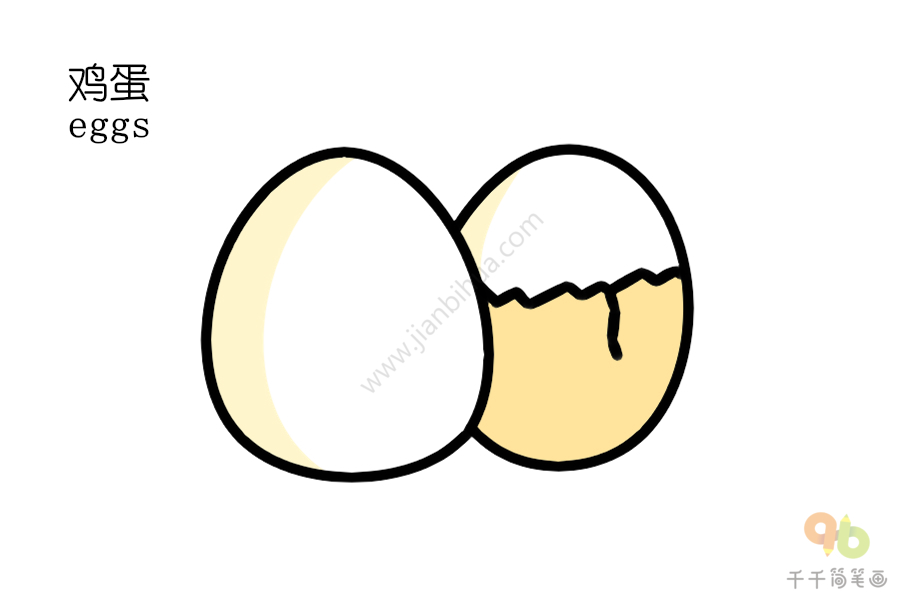 鸡蛋简笔画画法图片