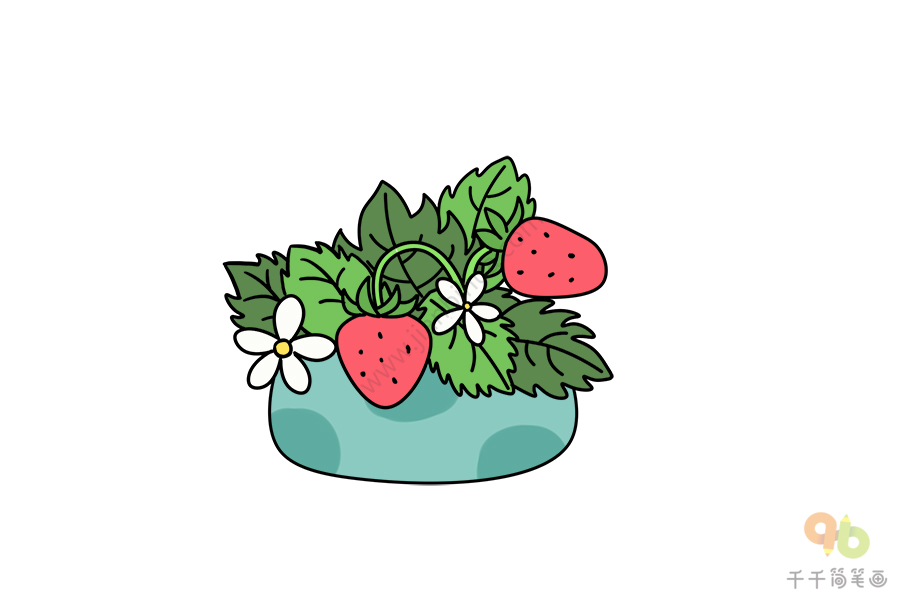 草莓树简笔画可爱图片