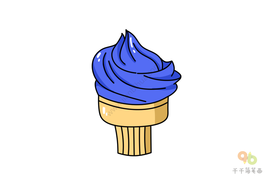 蓝莓口味冰淇淋简笔画