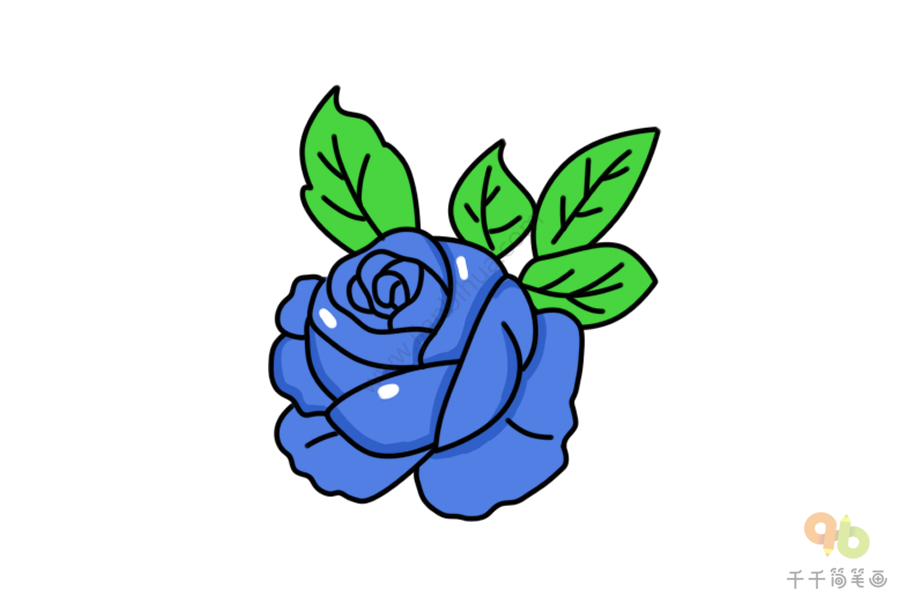 画蓝玫瑰的简单方法图片