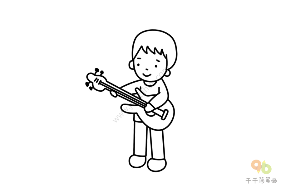 弹吉他儿童简笔画图片