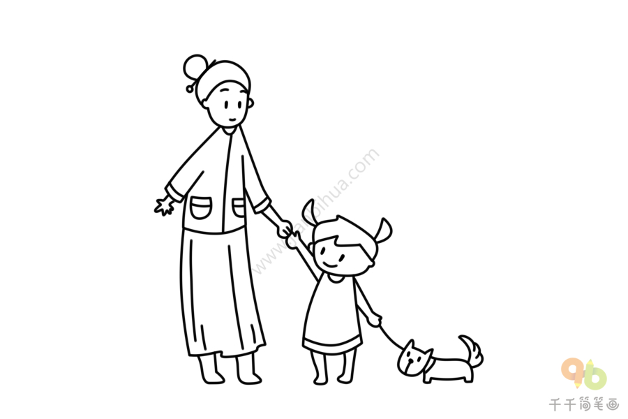 小狗妈妈和宝宝简笔画图片