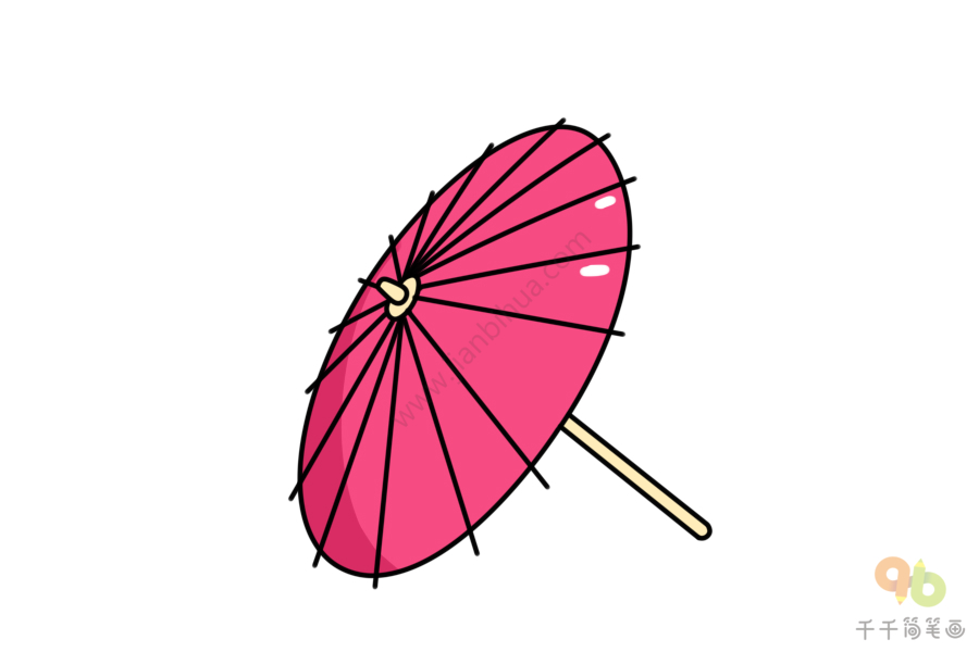 油纸伞简笔画彩色图片