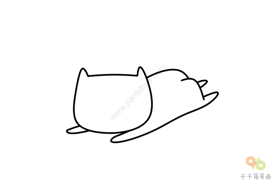 动物手帐素材趴着的小猫简笔画