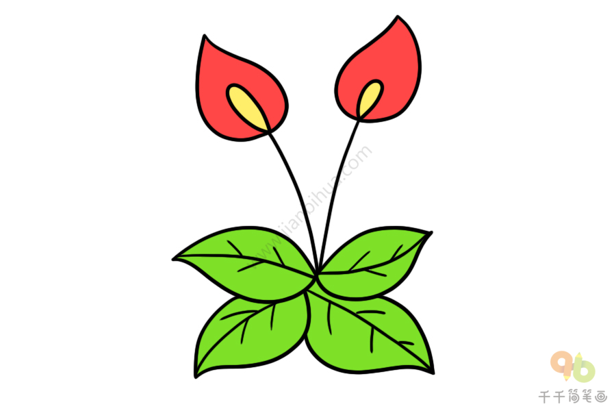 红花绿叶简笔画图片图片