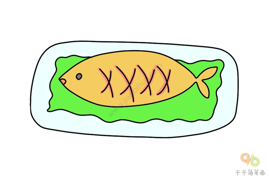 红烧鱼的简笔画图片