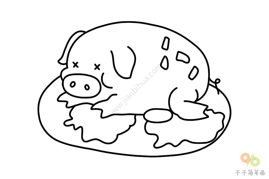 炸猪肉简笔画图片