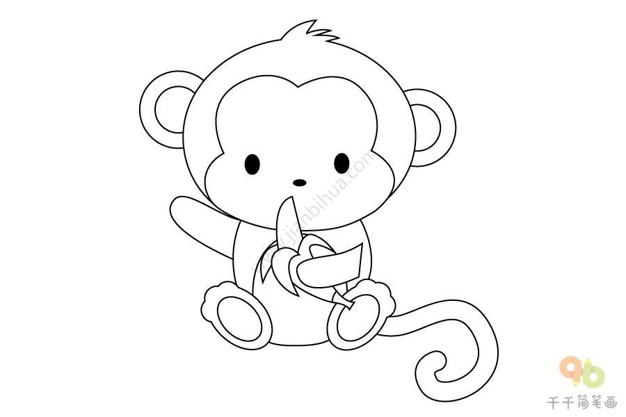 猴子简笔画 上色图片