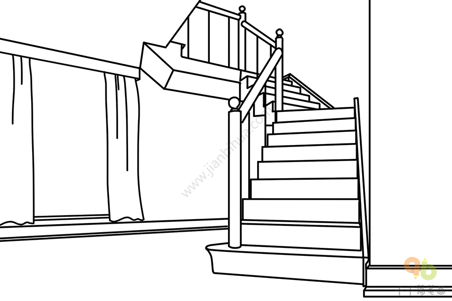 旋转楼梯怎么画简笔画图片