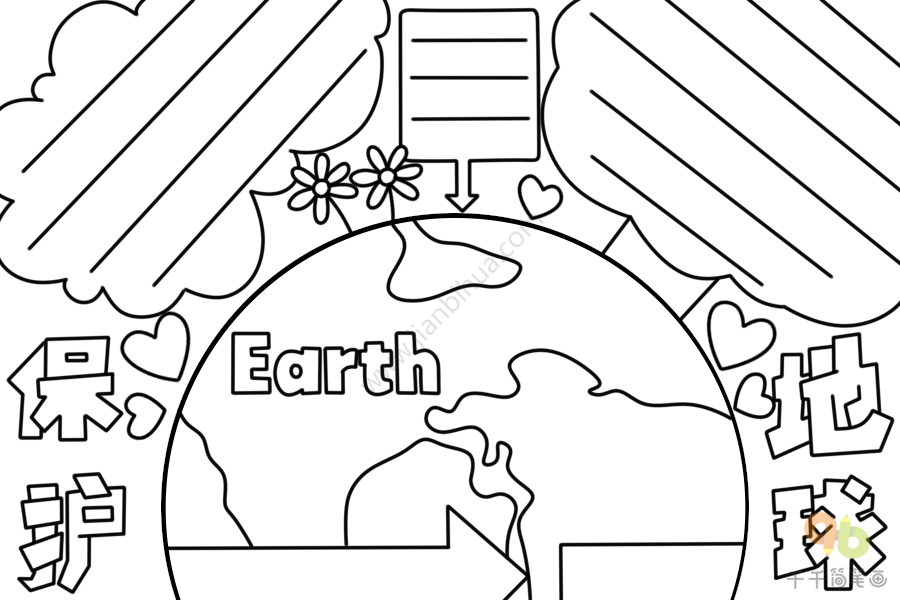 地球简笔画中国手抄报图片