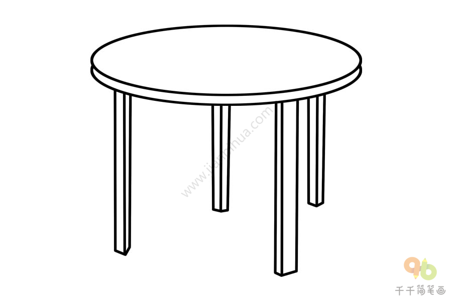 椭圆形桌子简笔画图片