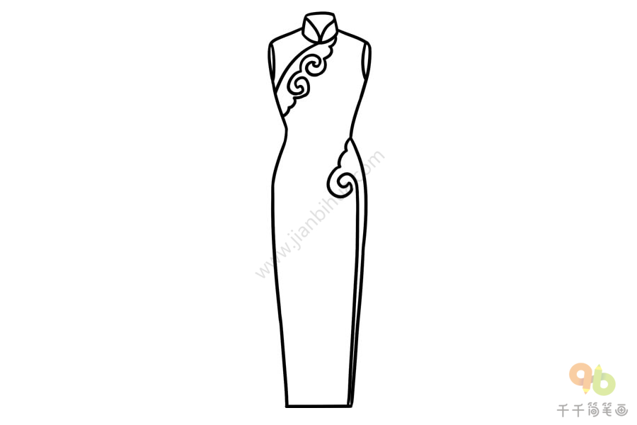 旗袍领口样式图简笔画图片