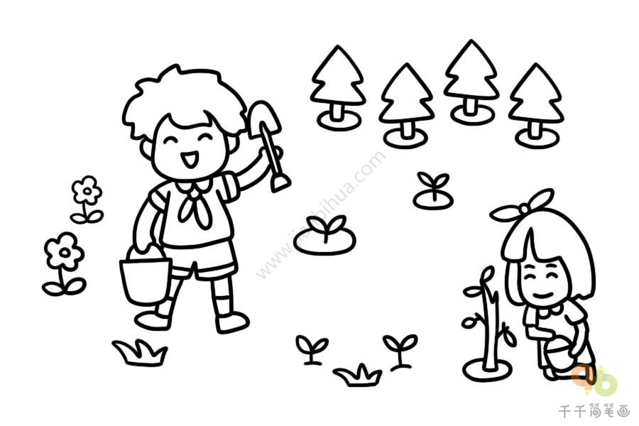 植树节怎么画简单图片