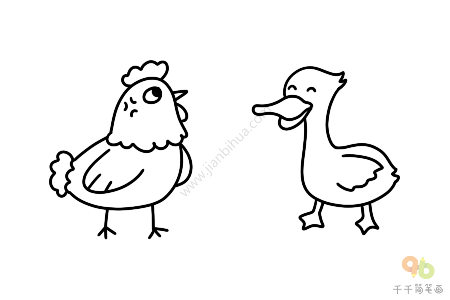鸡鸭觅食图简笔画四年图片