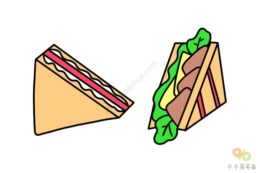 三明治的简单画法卡通图片