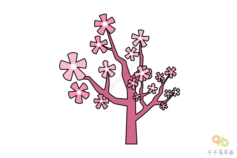 可爱简笔画樱花树图片