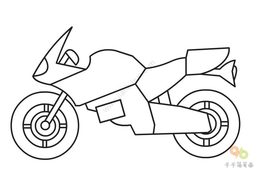 摩托车简易画法图片