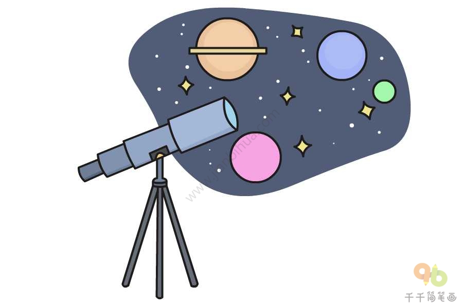 望远镜彩色简笔画图片