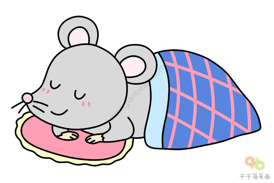 睡觉的小老鼠简笔画