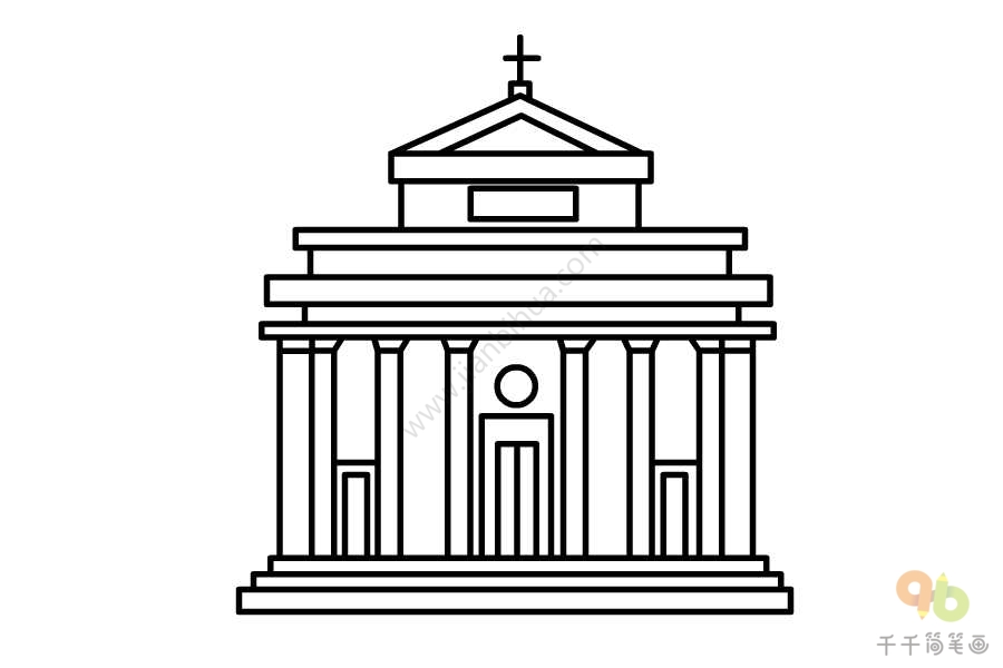 罗马式教堂简笔画图片
