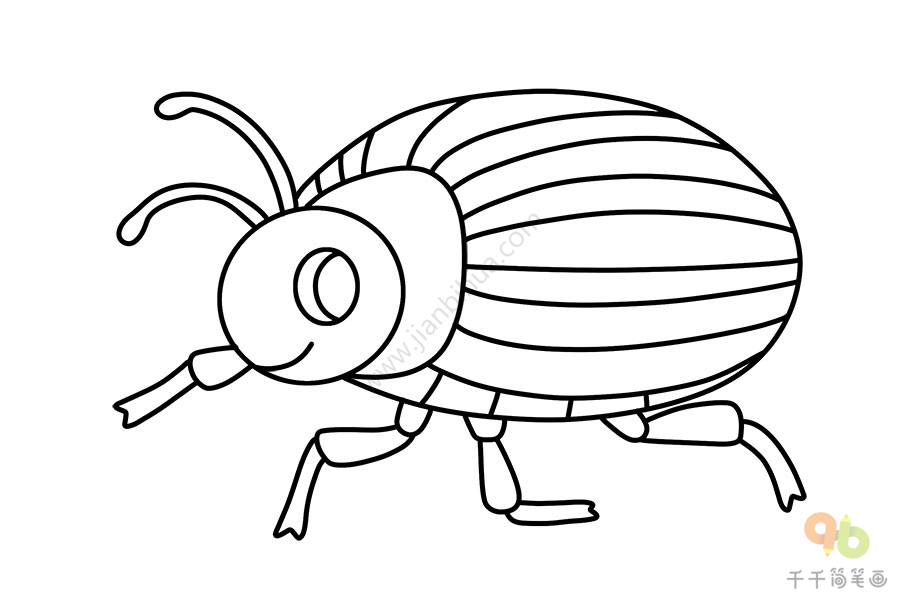 简单的甲虫简笔画画法