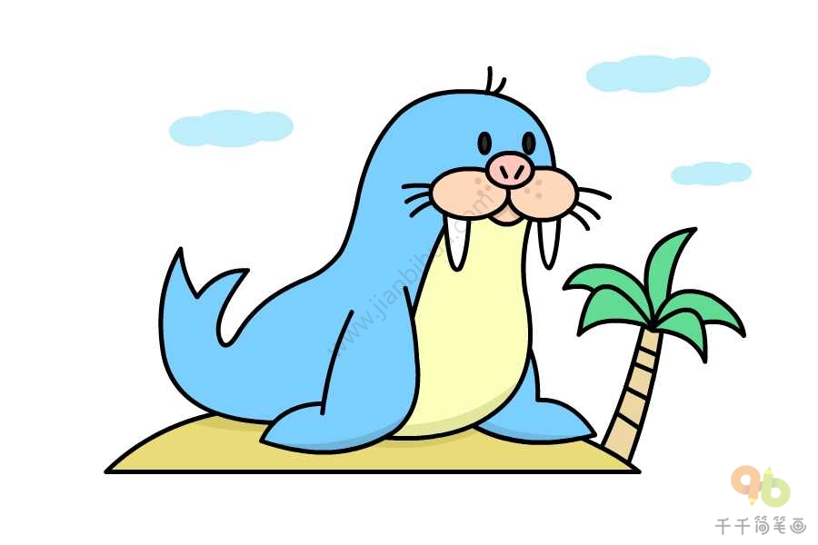 海狮简笔画大全彩色图片
