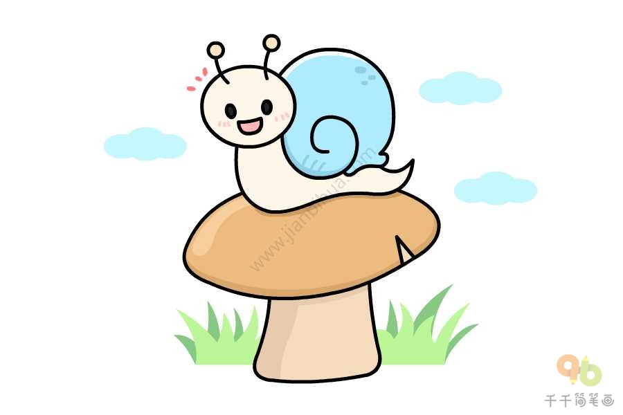 蜗牛吃什么食物简笔画图片
