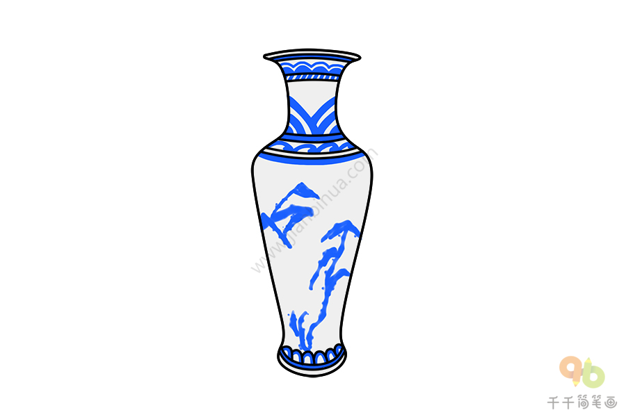 青花瓷瓶画法图片
