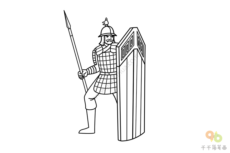 古代兵器简笔画士兵图片