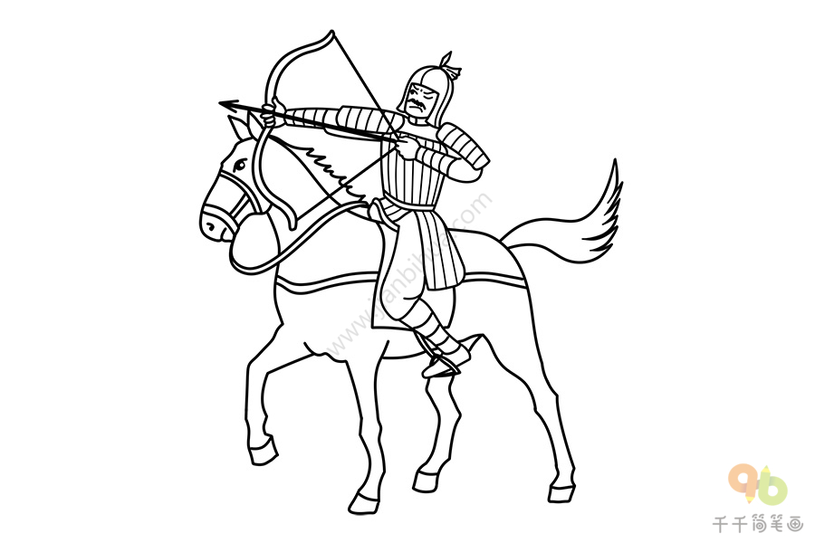 古代骑兵简笔画图片